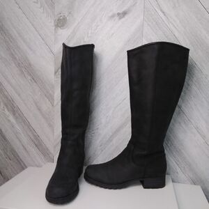 Clark's Collection Women's Tall Knee-high Riding Leather Zip Boots Sz: 6.5 Black